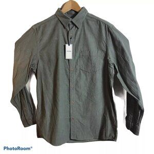 ROWM Mens Medium Long Sleeve Lightweight Corduroy Shirt Olive Green